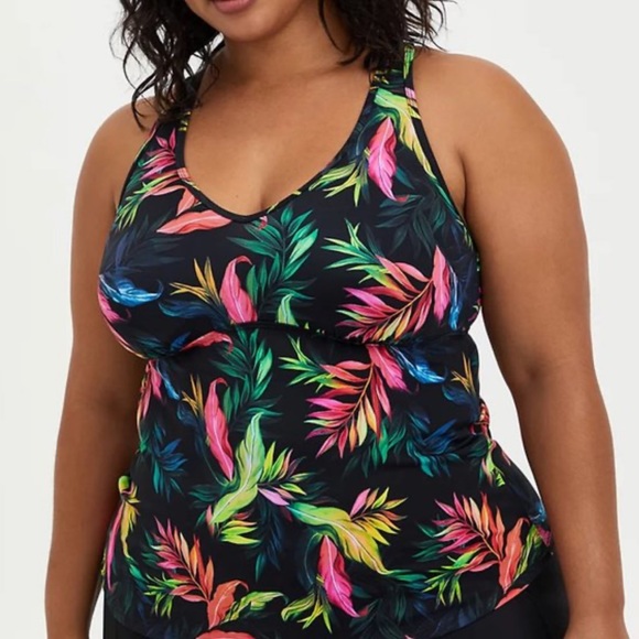 Torrid Tropical Wireless Racerback Tankini Top Size 2X Beach Color - Picture 2 of 5